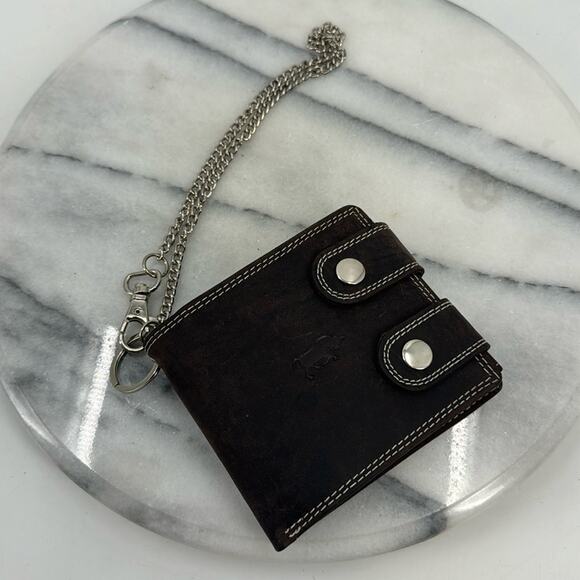 NWT Arrigo dark brown leather chain wallet - Picture 1 of 6